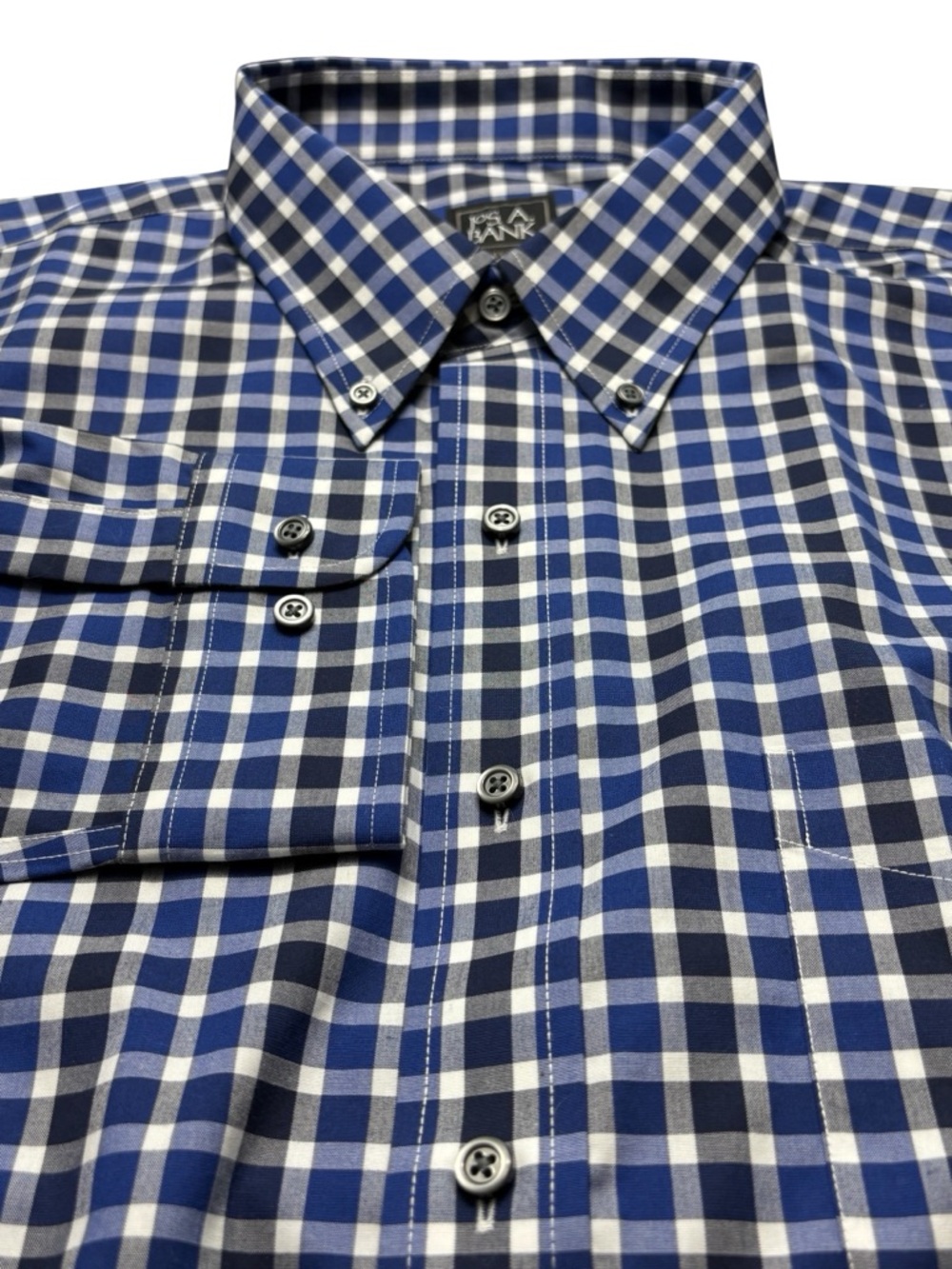 NWT Jos A Bank Traveler Collection Blue Gingham Check Dress Shirt • 2X • $100 - Picture 4 of 13